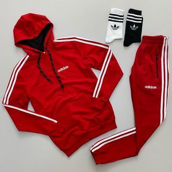 Чоловічий костюм худі + штани + носки 2 пари В ПОДАРУНОК! Adidas червоний фото