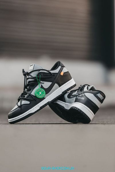 Жіночі та чоловічі кросівки Nike SB Dunk Low x Off-White "Black/Grey" фото