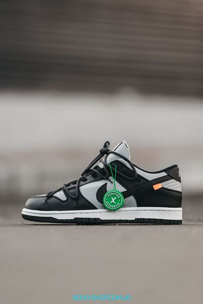 Мужские и женские кроссовки Nike SB Dunk Low x Off-White "Black/Grey" фото