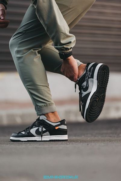 Жіночі та чоловічі кросівки Nike SB Dunk Low x Off-White "Black/Grey" фото