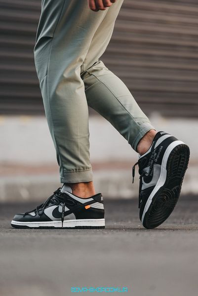 Мужские и женские кроссовки Nike SB Dunk Low x Off-White "Black/Grey" фото