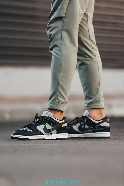 Мужские и женские кроссовки Nike SB Dunk Low x Off-White "Black/Grey" фото