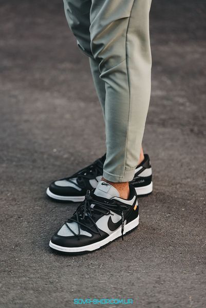 Мужские и женские кроссовки Nike SB Dunk Low x Off-White "Black/Grey" фото