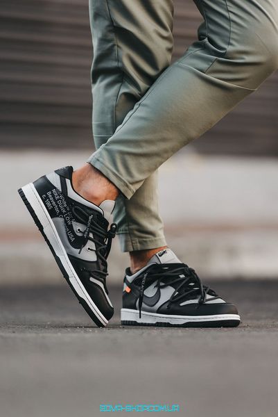 Мужские и женские кроссовки Nike SB Dunk Low x Off-White "Black/Grey" фото