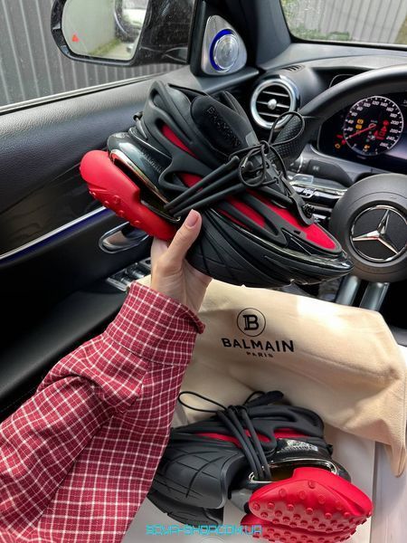 Женские кроссовки Balmain Unicorn Black/Red Premium фото