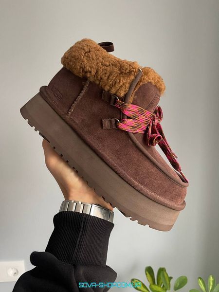 Жіночі зимові ботинки UGG Funkarra Platform Chocolate PREMIUM фото