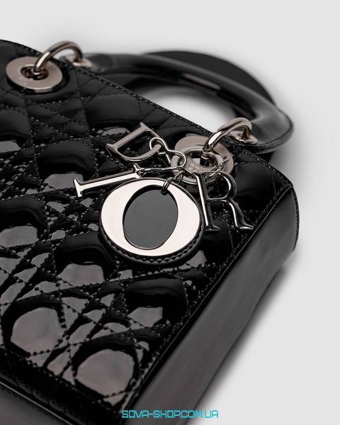 Жіноча сумка Christian Dior Small Lady My ABCDior Bag Black Patent Cannage Calfskin Premium фото