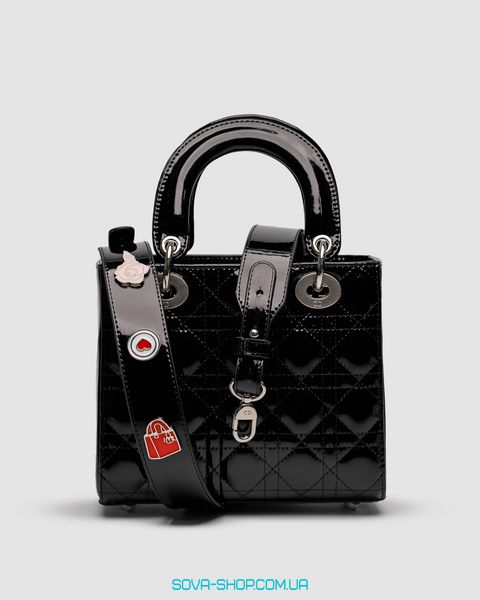Женская сумка Christian Dior Small Lady My ABCDior Bag Black Patent Cannage Calfskin Premium фото