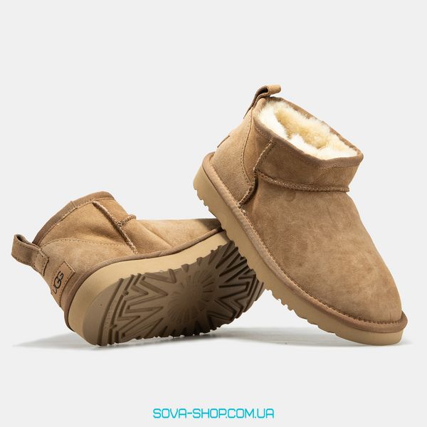 Женские и мужские зимние ботинки UGG Ultra Mini Chestnut Premium фото