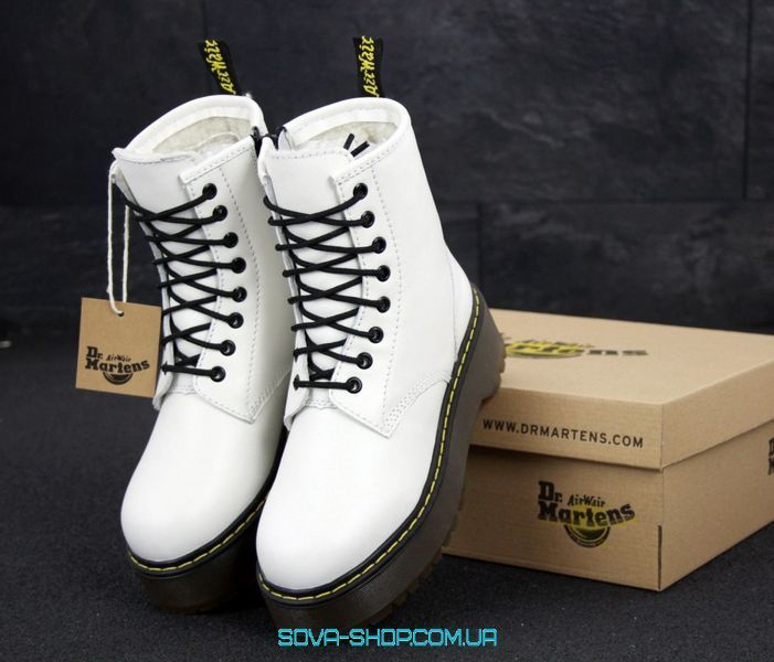Мужские зимние ботинки (С МЕХОМ) Dr. Martens Jadon White фото