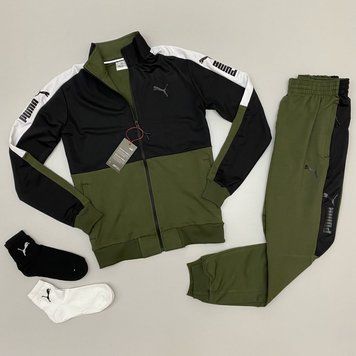 Чоловічий костюм Puma - кофта + штани Puma чорно-оливковый фото