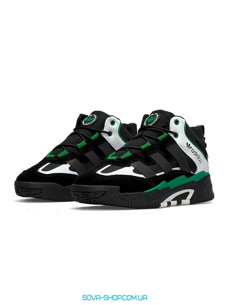 Чоловічі зимові кросівки Adidas Originals Niteball Men’s Black Green White Fur фото