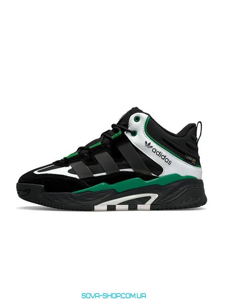 Мужские зимние кроссовки Adidas Originals Niteball Men’s Black Green White Fur фото