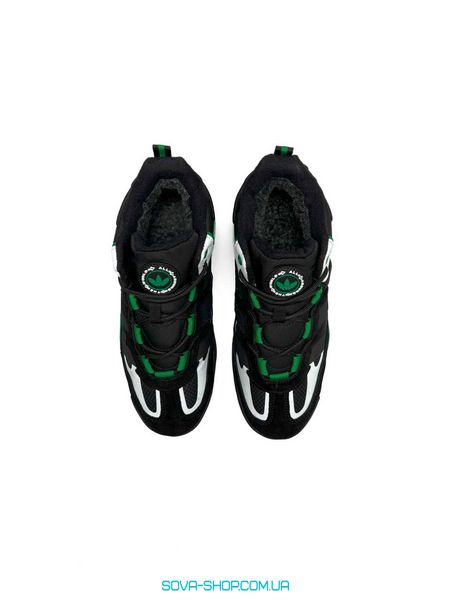 Мужские зимние кроссовки Adidas Originals Niteball Men’s Black Green White Fur фото