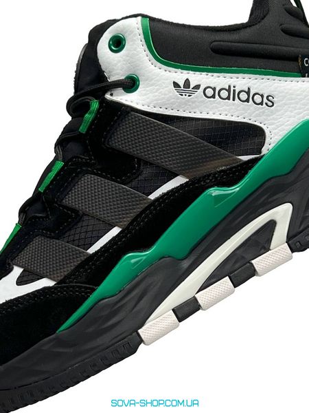 Мужские зимние кроссовки Adidas Originals Niteball Men’s Black Green White Fur фото