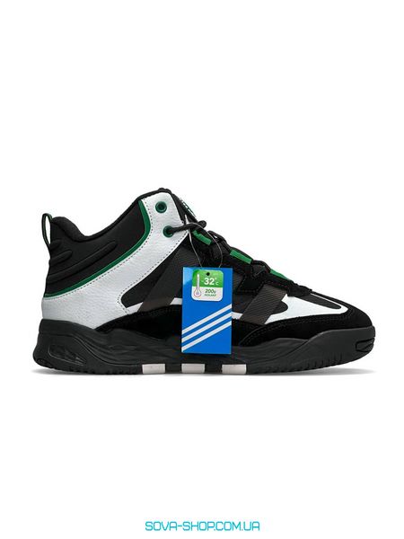 Мужские зимние кроссовки Adidas Originals Niteball Men’s Black Green White Fur фото