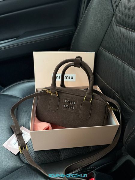 Женская сумка Miu Miu Arcadie Suede Bag Chocolate Premium фото