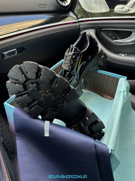 Жіночі лофери Prada Platform Leather Lacked Black Shoes Premium фото