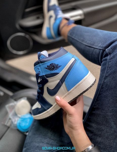 Жіночі баскетбольні кросівки Jordan 1 Retro High Patent Blue toe Nike фото