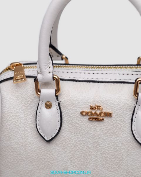 Женская сумка Coach Rowan White Satchel In Signature Canvas Premium фото