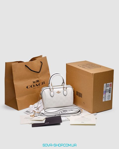 Жіноча сумка Coach Rowan White Satchel In Signature Canvas Premium фото