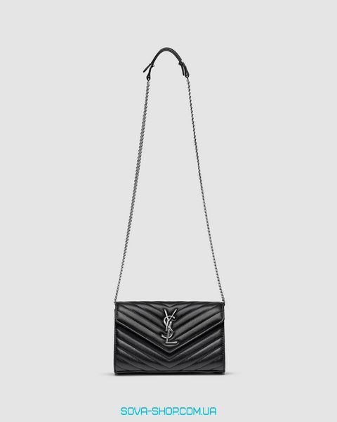 Жіноча сумка Saint Laurent Cassandre Matelasse Chain Wallet In Grain De Poudre Embossed Leather Premium фото