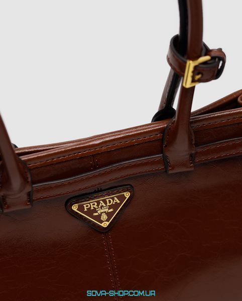 Женская сумка Prada Medium Leather Handbag Chocolate Premium фото