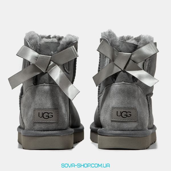Жіночі зимові ботинки UGG Classic Mini Bailey Bow Grey Premium фото