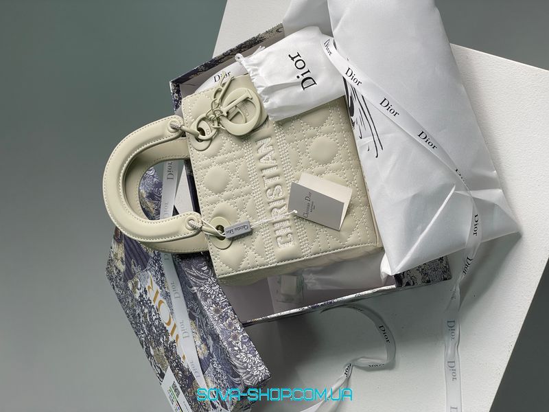 Женская сумка Christian Dior Latte Ultramatte Cannage Calfskin Mini Lady Dior Premium фото