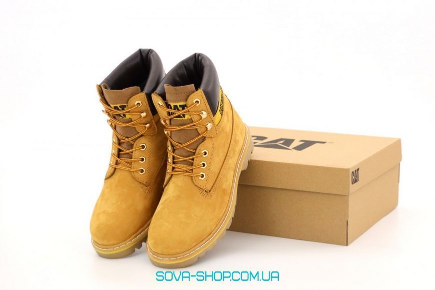 Мужские зимние ботинки CATERPILLAR CLASSIC PREMIUM NUBUCK YELLOW (С МЕХОМ) фото