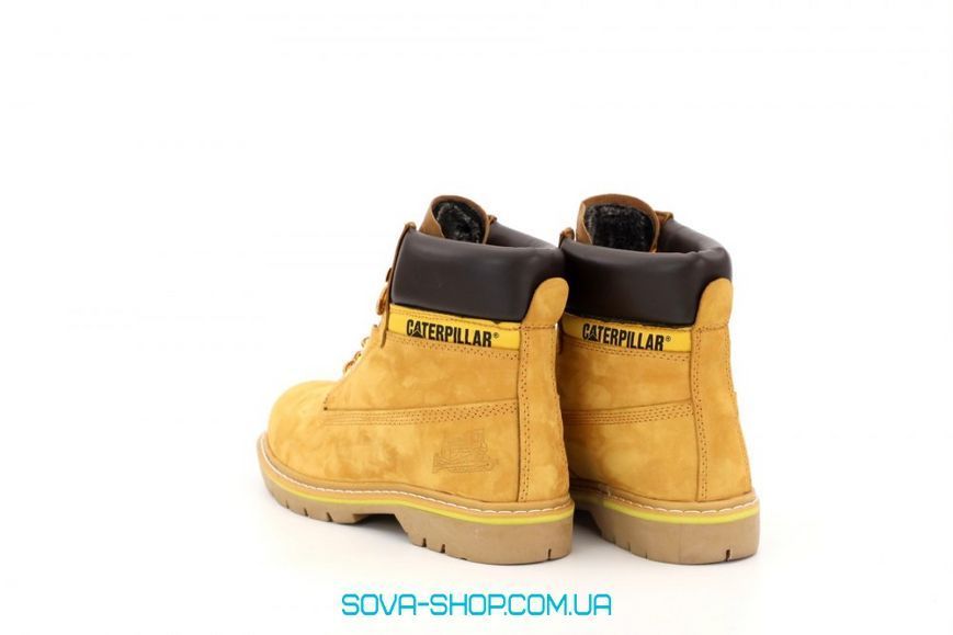 Мужские зимние ботинки CATERPILLAR CLASSIC PREMIUM NUBUCK YELLOW (С МЕХОМ) фото
