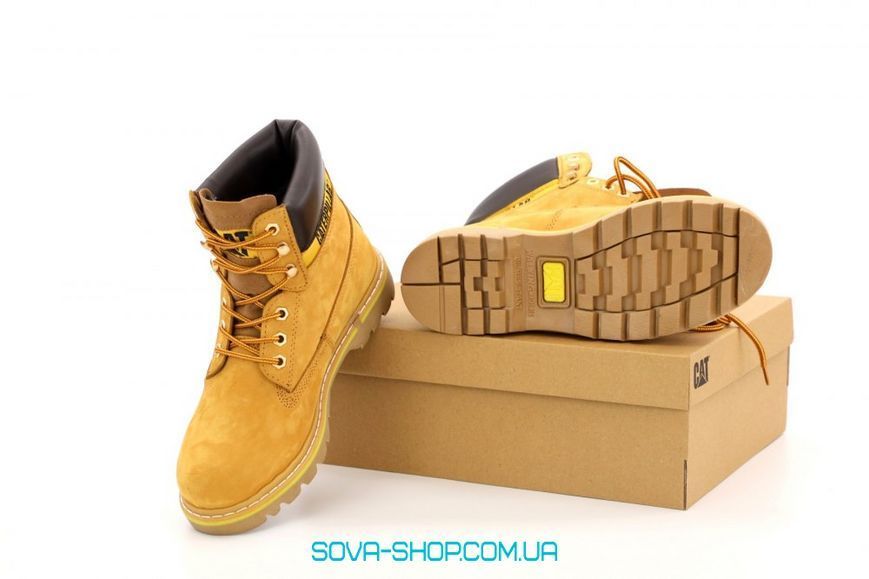 Мужские зимние ботинки CATERPILLAR CLASSIC PREMIUM NUBUCK YELLOW (С МЕХОМ) фото